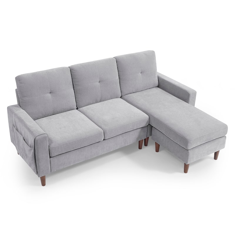 80" Convertible Sectional Sofa Couch, 3 Seats Chenille Lshape Sofa